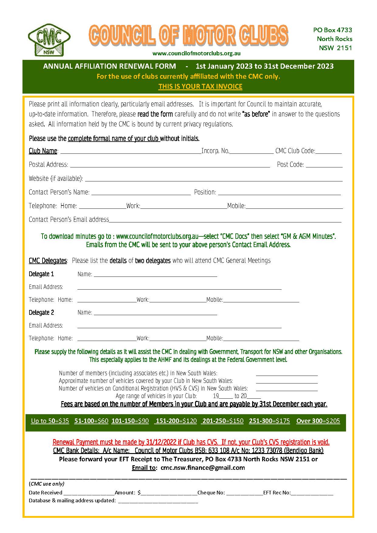 2023 Affiliation Renewal   All Clubs